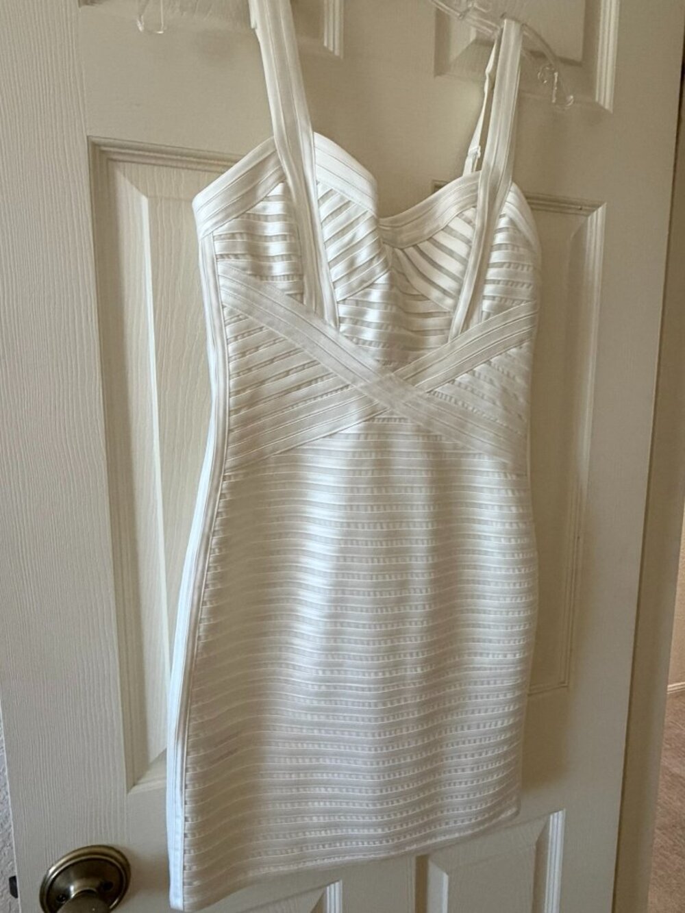 BCBG Max Azria Women’s Ivory White Sweetheart Bandage Mini Dress Size 6 Bodycon